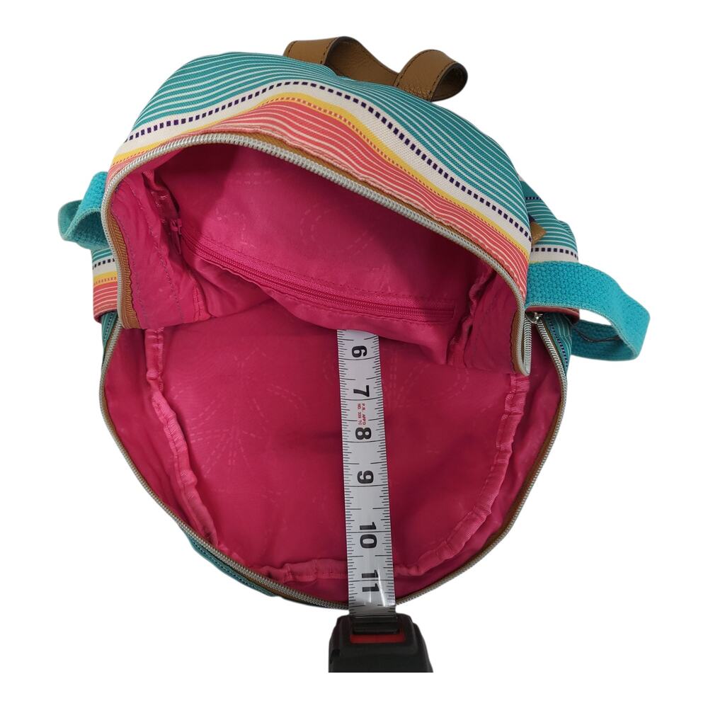 Lily Bloom Mini Backpack Purse Colorful Stripe Crossbody Bag Vegan Leather Trim - Picture 6 of 8